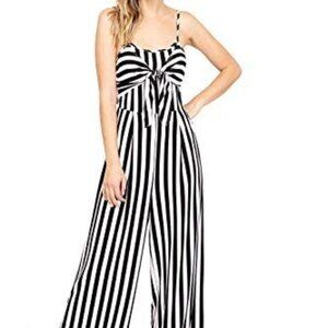 A. Calin By Flying Tomato Black + White Jumpsuit Wide Leg Palazzo Sz M